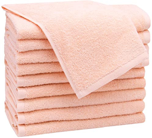 ZOLLNER 10er Set Gästehandtücher - weiche und saugstarke Handtücher - waschbar bis 95°C - Baumwolle - 30x50 cm in aprikot