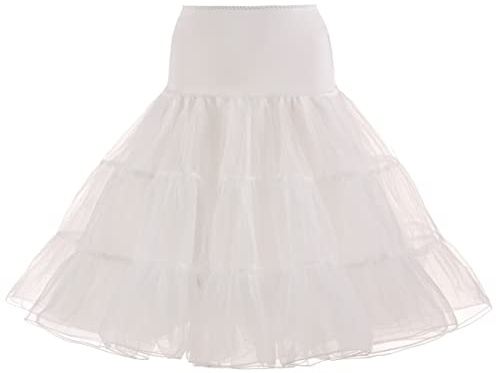 SSDH Jupe Jupon Années 50 Robe Rockabilly Jupons Crinoline pour Femmes S-2XL (Blanc, M)