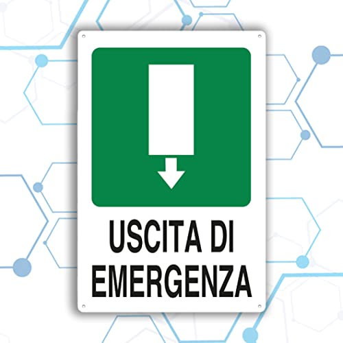 Nitek cartello uscita di emergenza in pvc 30cm x 20cm– Cartello autoadesivo| Sign, Schild | Segnaletica antinfortunistica Impermeabili Lavabili, scuola, ristornate, cinema, teatro