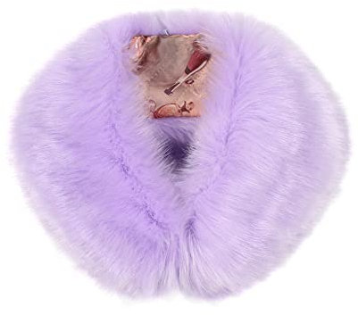 Slakerbe 57cm Kunstpelzschal Damen Herbst Winter Fauxpelzkragen Pelzkragen Kunstfell Winterschal Fellkragen Kunstpelz Faux Fuchspelz Kapuze Schal Flauschig Halswärmer für Wintermantel Kragen,Lila