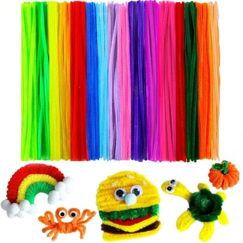 Daover 200 PCS Pipe Cleaners, 10 Multi-Colors Pipe Cleaners for Craft Supplies, Chenille Stems for DIY Arts Crafts Project (Colorful) (Colorful)