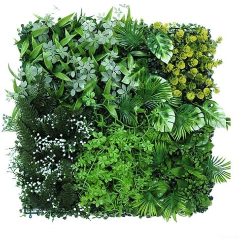 1 panneau mural de plantes artificielles de 50 x 50 cm, haie verte, brise-vue pour décoration de jardin, balcon (2)