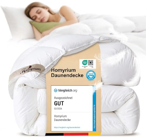 Homyrium Edredón Cama 105/135 de Plumón Nórdico Relleno Natural 1400 g 155×220 cm para Todas Las Estaciones, Transpirable, Lavable, Certificado Oeko-Tex y RDS – Blanco