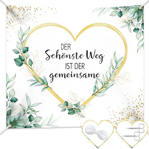 Gucass 200x180 cm Hochzeitsherz zum Ausschneiden, Hochzeitsdeko Laken, Hochzeitsspiel für das Brautpaar, Herz zum Ausschneiden Hochzeit geschenke, Bettlaken für Standesamt Deko mit 2 Scheren & Seil