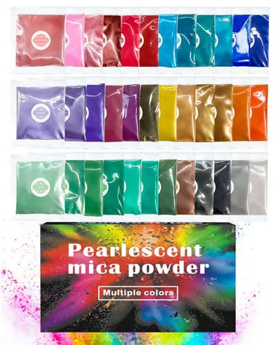 Luckymica Polvere di Mica, 36 Colori Polvere Pigmento Perlato per Resina Epossidica, 3g/Confezione Set di Pigmenti Perlati per Saponi, Bombe da Bagno, Candele, Artigianato, Smalti per Unghie
