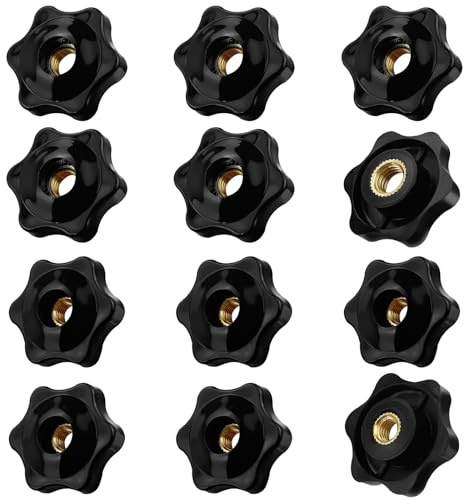12 tuercas con mango de estrella, M6, M8, tornillo moleteado, tuerca de mariposa, tornillo de agarre de estrella, diámetro exterior de 32 mm, rosca interior, botón de sujeción, tornillos de mariposa