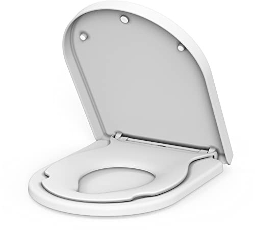 Siège de toilette en forme de D - Utilisation commerciale - Siège de toilette intégré pour enfant - Pour la famille - Siège de toilette avec fonction de fermeture douce - Siège de toilette en