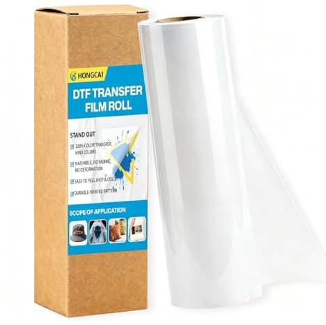 HONGCAI DTF Transfer Film 13 Inch x 164 ft - Double-Sided Matte Pre-Treated PET Heat Transfer Paper, Cold & Hot Peel, for All DTF Inkjet Printers, T-Shirts & Dark/Light Fabrics