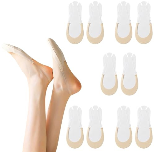 ZPLASK 5 Pairs No Show Socks Women, Invisible Socks, Ultra Low Cut Sock with Elastic Clear Slingback Strap, Anti-Slip Foot Sock for Women Sling Back Shoes High Heels Ballerinas Boat Shoes