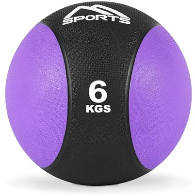 MSPORTS Medicinboll 1 – 10 kg – professionell studiokvalitet inklusive övningsaffisch, gymnastikbollar (6 kg – lila)
