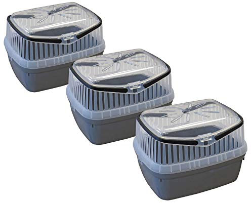 PETGARD 3er Sparpack Transportbox für Kleintiere wie Hamster, Meerschweinchen, Kaninchen usw. 3 x Grau