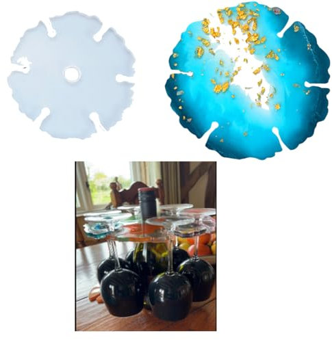iSuperb Stampi in Resina Vassoio per Vino, Stampi in Silicone per Bicchieri da Vino, Stampo Epossidico Sottobicchiere Epoxy Resin Casting Mold per Portabicchieri da Vino Fai da Te