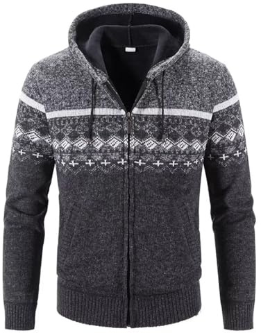 Hombre Jerséis-Suéter Punto-Chaqueta Cárdigan-Invierno Cardigan - Cuello Alto Sudaderas Con Vestir Calienteita Grueso Forro de Pelusa Casual Suéter Jersey para Hombre Punto Otoño Gris profundo M