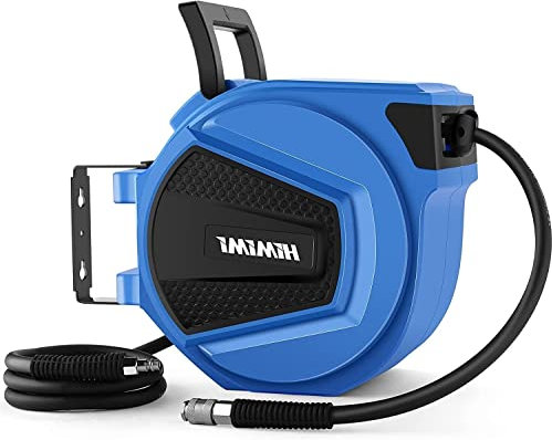 Himimi Druckluftschlauch Aufroller 15m, Pneumatischer Schlauchaufroller zur Wandmontage, Automatik Schlauchtrommel, für Werkstatt, Garage, 1/4 Schnellkupplungen, 20 bar Max., Ø 9,5mm