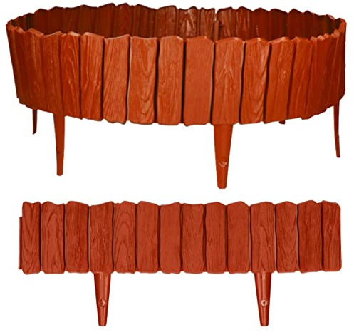 GARDENIX Bordure de Parterre, de 2,3 m, Aspect Bois, Bordure de pelouse, palissade de Jardin, clôture de Jardin (Marron Clair)