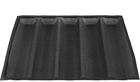 HUAOSN Teglia per Baguette in Silicone, Vassoio per Bakeware Francese 5 Fodere Antiaderenti per Pane Stampo per Pane per Pasta Surgelata, Pane Integrale, Baguette Francese, Pane Oblungo