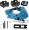 Cordless Jigsaw with Battery and Charger18V Lithium Ion Jigsaw with LED Light,4 Orbital Settings and 2600 SPM Variable Speeds,4 Cutting Blades, Brushless Cordless Jigsaw with Battery&Charger Included