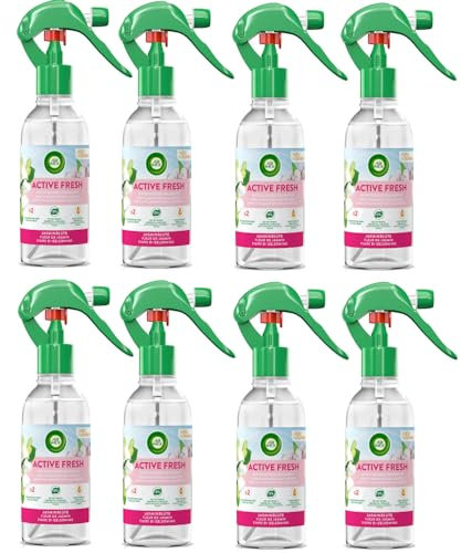 Air Wick Active Fresh – Aerosolfreies Raumspray mit natürlichen ätherischen Ölen – Duft: Jasminblüte – 8 x 237 ml