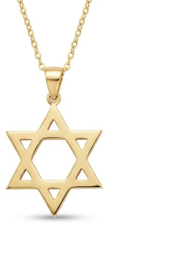 Gelin Star of David Necklace in 14K Solid Gold | 14k Yellow Gold Star of David Pendant for Women | Jewish Star Necklace | Star Jewelry with Solid Gold Chain 18 inch