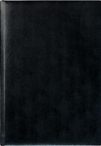 Zettler - Buchkalender 2025 schwarz, 14,5x21cm, Taschenkalender mit 336 Seiten im wattiertem Kunststoffeinband, 7 Tage auf 6 Seiten, Tages- und Wochenzählung und deutsches Kalendarium