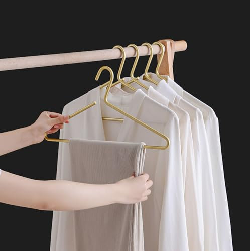Premium Matte Golden Aluminium Kleiderbügel 10-Pack, 41.5cm Extra Smooth&Durable Metall Hemd Kleiderbügel, Aluminium Legierung Kleiderbügel, Kleidung Unterstützung, Kleidung Hang