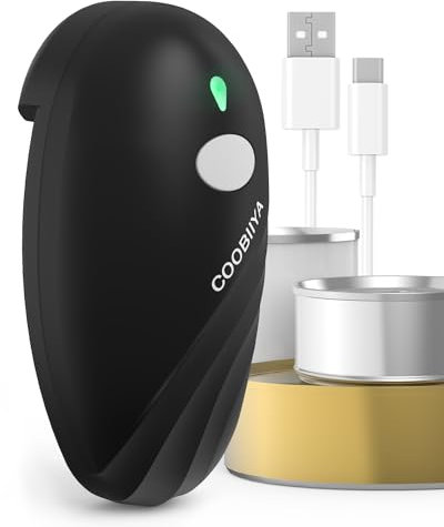 COOBIIYA Powerful Electric Can Opener, Rechargeable Can Opener Cordless for Seniors Seniors for Kitchen- Automatic Stop One Touch Can Electric Opener with Smooth Edge (Black)