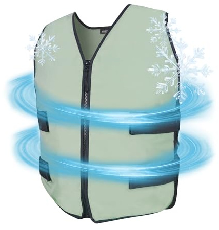 MR.ICE Cooling Vest - Ice Vest for Men & Women - Adjustable Cycling Vest for Motorcycle, Workers, Sports, Outdoor, Heat Relief (Cool Jacket & 84 Ice Cells（Pea Green）)