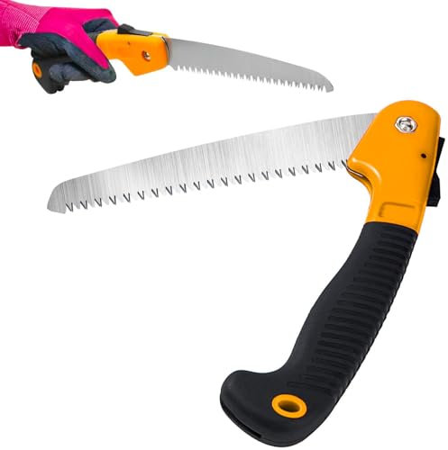 Avilia Seghetto Pieghevole per Potatura - Segaccio Richiudibile Ideale per Rami e Legno, Manico Antiscivolo, Blocco della Lama con Pulsante, 180mm