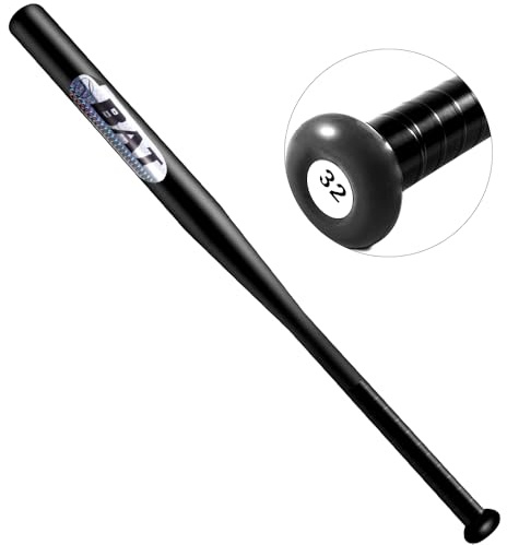 32 Inch Baseball Bat Strong Metal Baseball Bat Full Size Non-Slip Handle Light Weight Smooth Surface For Youth Adults Outdoor Training Practice Softball Hitting Drills Frosted Black