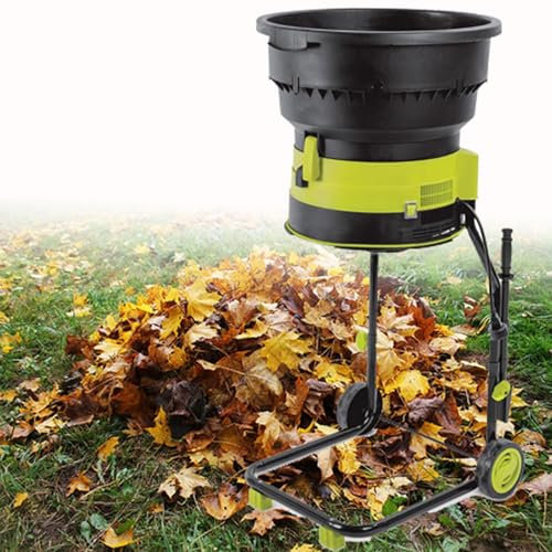 QYOEGSQ Trituradora de Hojas de jardín, trituradora de Hojas eléctrica de 2500 W, trituradora de abono con Ruedas y Bolsa de Almacenamiento, trituradora eléctrica de 8000 RPM, fácil Limpieza de Hojas