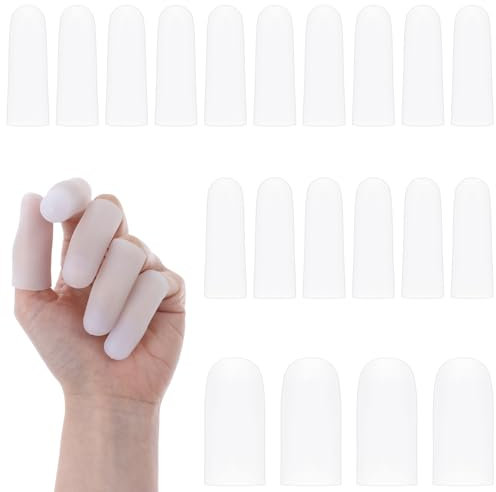 Lusofie Silicone Finger Protectors (Pack of 20) - Waterproof Finger Cots for Dry, Cracked Skin, Eczema, Blisters & Arthritis Pain Relief - 2 Sizes, White