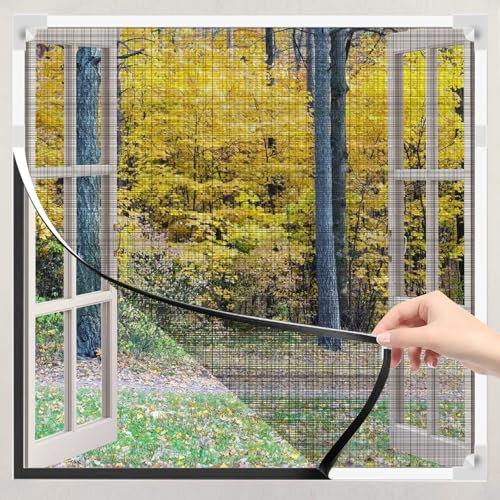 Fliegengitter Fenster Magnet, Max 120 x 100 CM Magnetischer Insektenschutz für Fenster, Verstellbarer DIY-Fliegenschutz für Hält Käfer Fliegen Moskitos fern, Ohne Bohren Einfache Installation