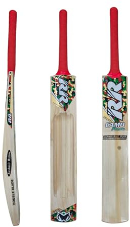 AYN Cricket Bat Kashmir Willow Grade 1 dubbelt blad – tennisboll torv hårt spela sport hållbar | alla väder övningsträning med halkfritt grepp för vuxna och nybörjare | Full storlek skopa
