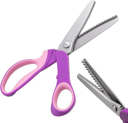 Tijeras dentadas para cortar tela, tijeras de encaje en zigzag para coser pelucas, tijeras dentadas con dientes de perro