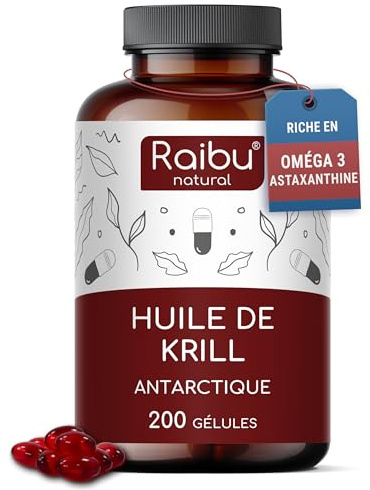 Aceite de Krill Antártico 1200 mg - 200 Perlas con Omega 3 (EPA y DHA), 6 y 9 + Fosfolípidos, Colina y Astaxantina - Más de 3 meses de suministro - Alta biodisponibilidad, sin sabor a pescado