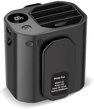 MURYE Ventilatore indossabile con clip in vita Ventilatore ricaricabile USB con luce a LED per comfort quotidiano Dispositivo di raffreddamento portatile da campeggio all'aperto dispositivo di