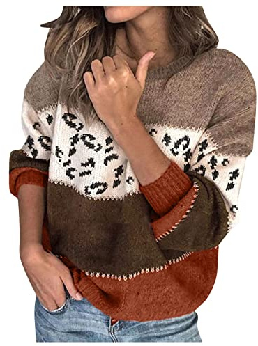 Bastwahl Pull Laine Femme - Pull Norvégien d'hiver Chaud Chic Over Tricoté Col Rond À Manches Longues Sweater Tops Motif Jacquard Tunique Grande Taille Pas Cher Décontractés Vetement Automne-Hiver