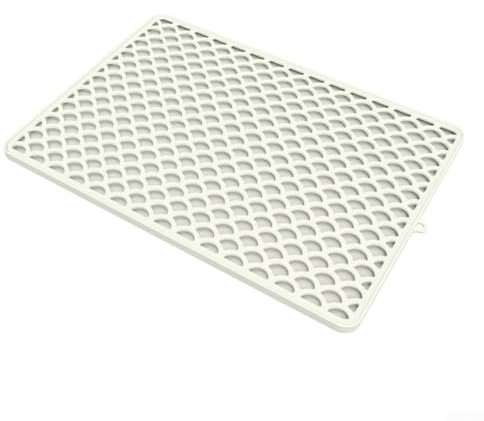 Alfombrilla desmontable de silicona de doble capa para arena para gatos, alfombrilla impermeable para caja de arena, para mantener los suelos limpios y reducir la dispersión, 46,5 x 32,5 cm (blanco