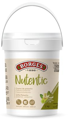 Borges Professional - Crema de Pistacho Nutentic 15% 1kg Sin Gluten, Sin Lactosa, Vegana, Baja en Azúcares, Sin Aceites Tropicales para Repostería