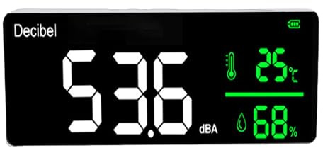 Luocute Fonometro, Misuratore di Decibel da Parete DB con Ampio Display a LED da 11 Pollici, Monitor di umidità, Temperatura e Rumore, per Casa, Ufficio, Studio, Aula di Fabbrica