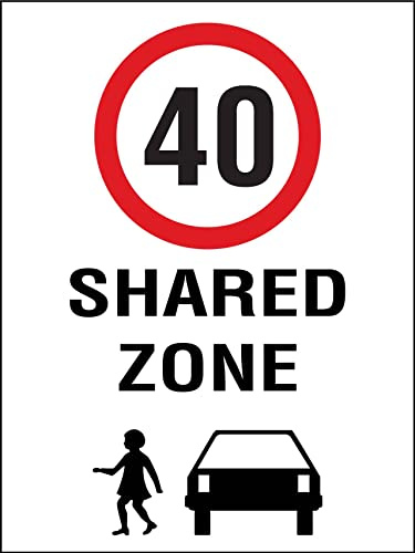 Zona Compartida. Límite De Velocidad 40 Km/H Señal De Advertencia Metal Cartel Carteles De Pared De Metal Pintura De Hojalata Placa Para Cerveza Taller Bar Tienda S