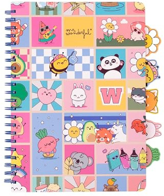 Mr. Wonderful Cahier A4 avec Intercalaires Wonder Comic – Cahier Quadrillé 160 Pages avec 5 Onglets Latéraux