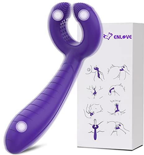 Enlove Silikon Dreifacher Vibrator Paarvibrator mit 7 Modi für Sie Klitoris und G-punkt Dildo Analplug Analvibrator Prostata Stimulator Buttplug Erotik Sexspielzeug für Paare Frauen Männer