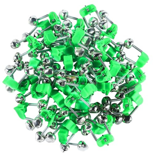 KISEER 50 Pcs Plastic Fishing Bells Clips Fishing Rod Alarm with Dual Alert Bells
