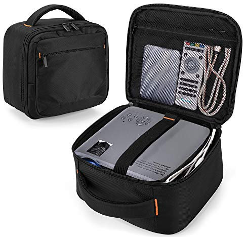 CURMIO Beamer Tasche, Tragetasche für Mini Projektor, Projektortasche Kompatibel mit DR.J und QKK und Andere Kleine Beamer und Zubehör (OHNE ZUBEHÖR ENTHALTEN), Schwarz