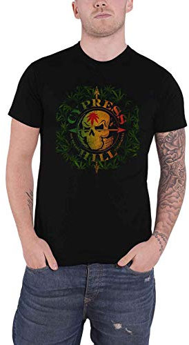 Cypress Hill Unisex Tee: South Gate Logo & Leaves - X-Large - Black