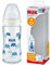 NUK biberon en verre First Choice+ | 0 - 6 mois | Contrôle de température | Tétine en silicone | Valve anti-coliques | Sans BPA | 240 ml | éléphants