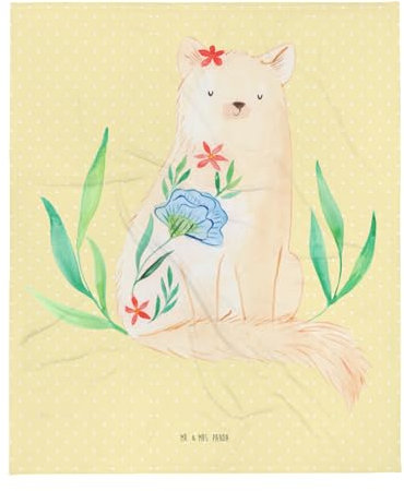 Mr. & Mrs. Panda Sofadecke Katze Blumen - Geschenk, Katzenmotive, Wohndecke, Motivation, Wolldecke, Katzendeko, Selbstliebe, Kater, Tagesdecke,