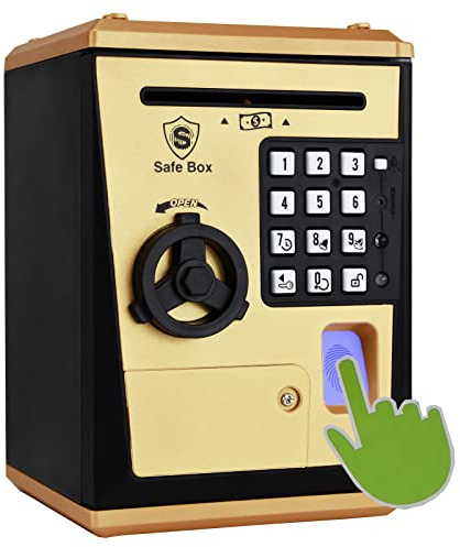 Fimleiy Banque de sécurité pour Enfants avec Mot de Passe d'empreinte Digitale Talking ATM Piggy Banc pour Jouet réel Cadeau pour 6 à 14 Ans Vieux garçons Filles