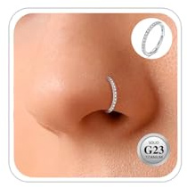 ESHIONER Pendientes Nariz Aro G23 Titanio - Piercing Nariz, Nostril, Tragus, Septum, Helix, Daith, Labio Inferior - Plata, Oro 8MM 18G